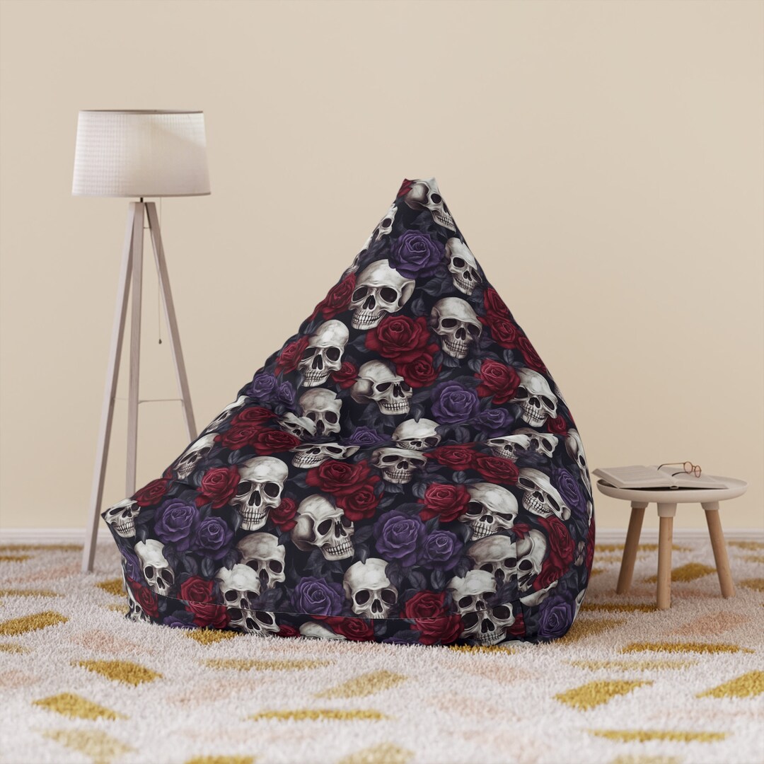 Gothic Skull Bean Bag Chair Cover Goth Aesthetic Bean Bag Etsy