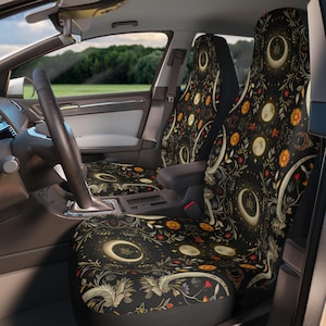 Gothic Car Seat Covers, Car Seat Protector, Cute Car Accessories, Goth Car Decor, Vintage Goth Patchwork Custom Car Emblems Goth Seat Cover