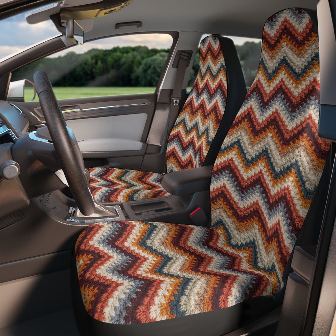 Crochet Car Seat Cover Faux Printed Illusion Car Seat Cover Etsy