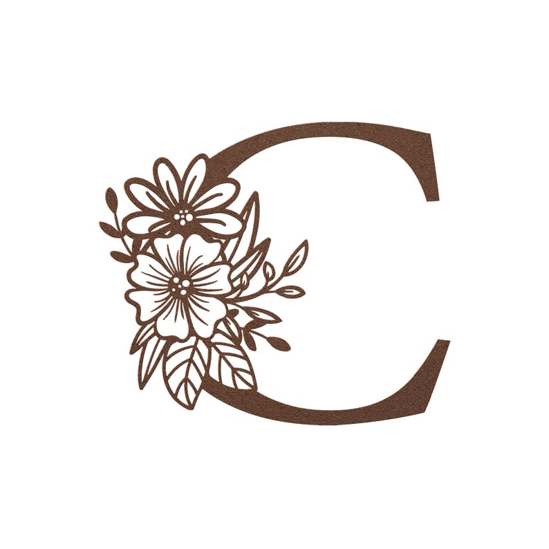 Metal Letter C Floral Die Cut Metal Sign Outdoor Wall Art Etsy