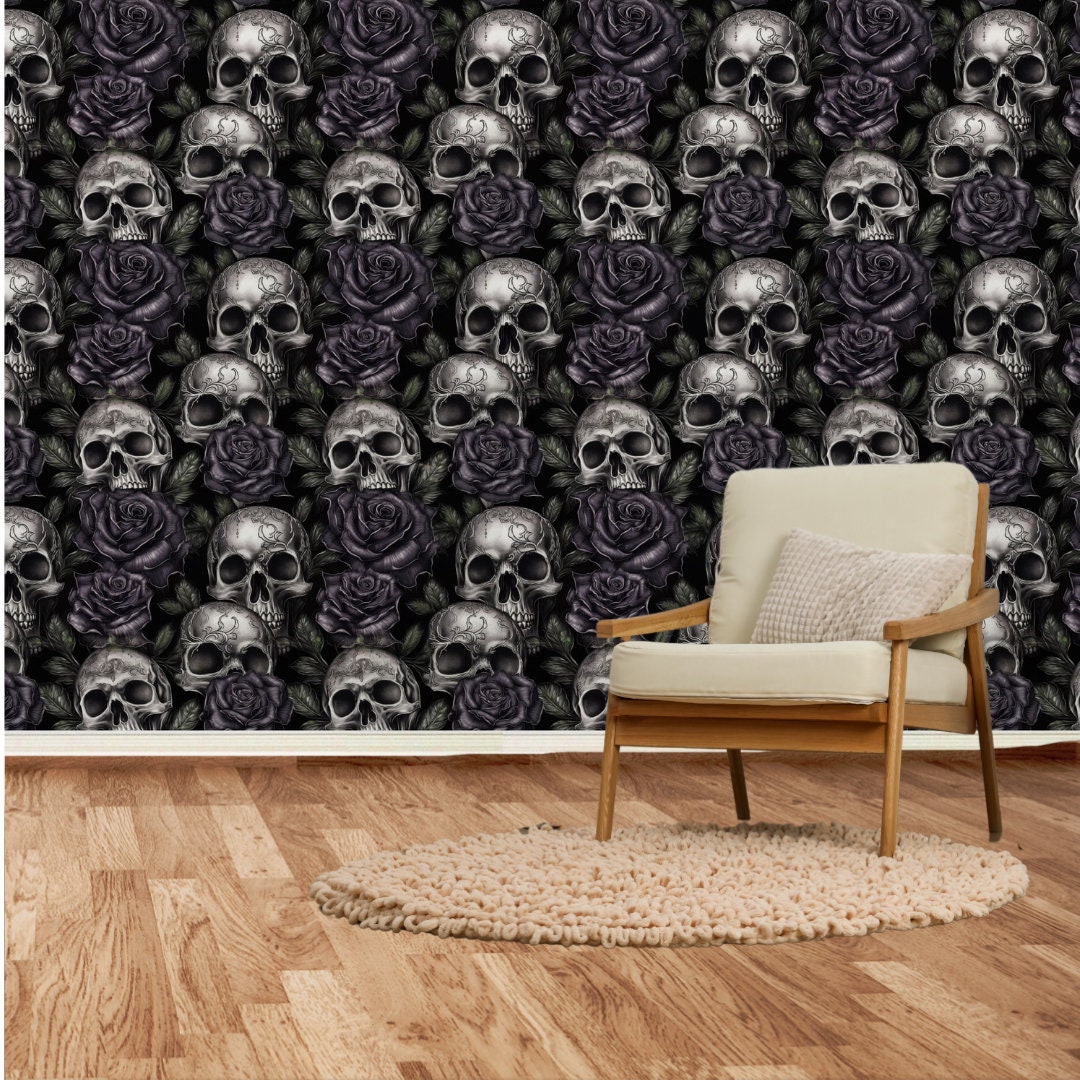 Gothic Floral Peel and Stick Wallpaper Goth Grunge Coquette - Etsy