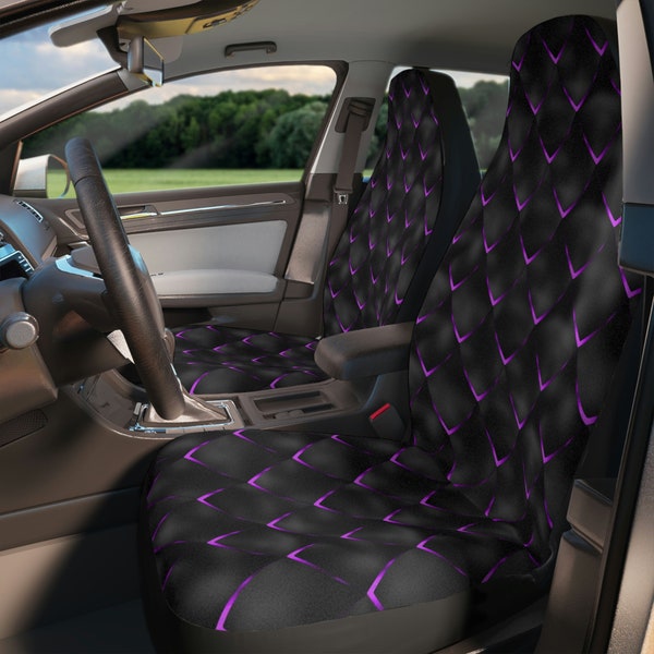 Black Purple Dragon Scales Bling Car Seat Cover Bling Car Accessories For Women Interior Car Kawaii Whimsigoth Coquette Aesthetic Seat Cover
