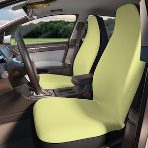 Yellow Set of 2 Car Seat Covers, Universal Fit, Minimalist Auto Interior Protector Washable Custom Size Modern Cute Car Accessories Women