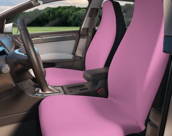 Soft Pink Set of 2 Car Seat Covers, Universal Fit, Minimalist Auto Interior Protector Washable Custom Size Modern Cute Car Accessories Women
