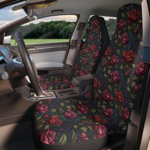 Gothic Car Seat Covers, Car Seat Protector, Cute Car Accessories, Goth Car Decor, Vintage Goth Patchwork Custom Car Emblems Goth Seat Cover