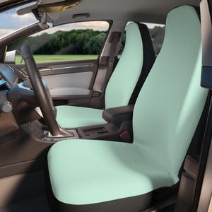 Pastel Mint Set of 2 Car Seat Covers, Universal Fit, Minimalist Interior Protector Washable Custom Size Modern Cute Car Accessories Women