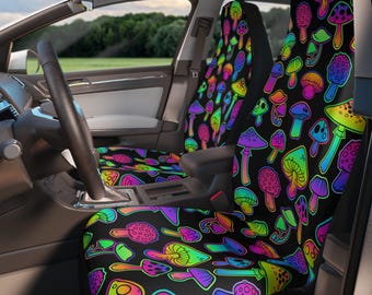 Neon Gothic Car Seat Covers | Set of 2 Universal Fit, Weirdcore Inspired Halloween Gothic Car Accessories Aesthetic Goth Car Accessories