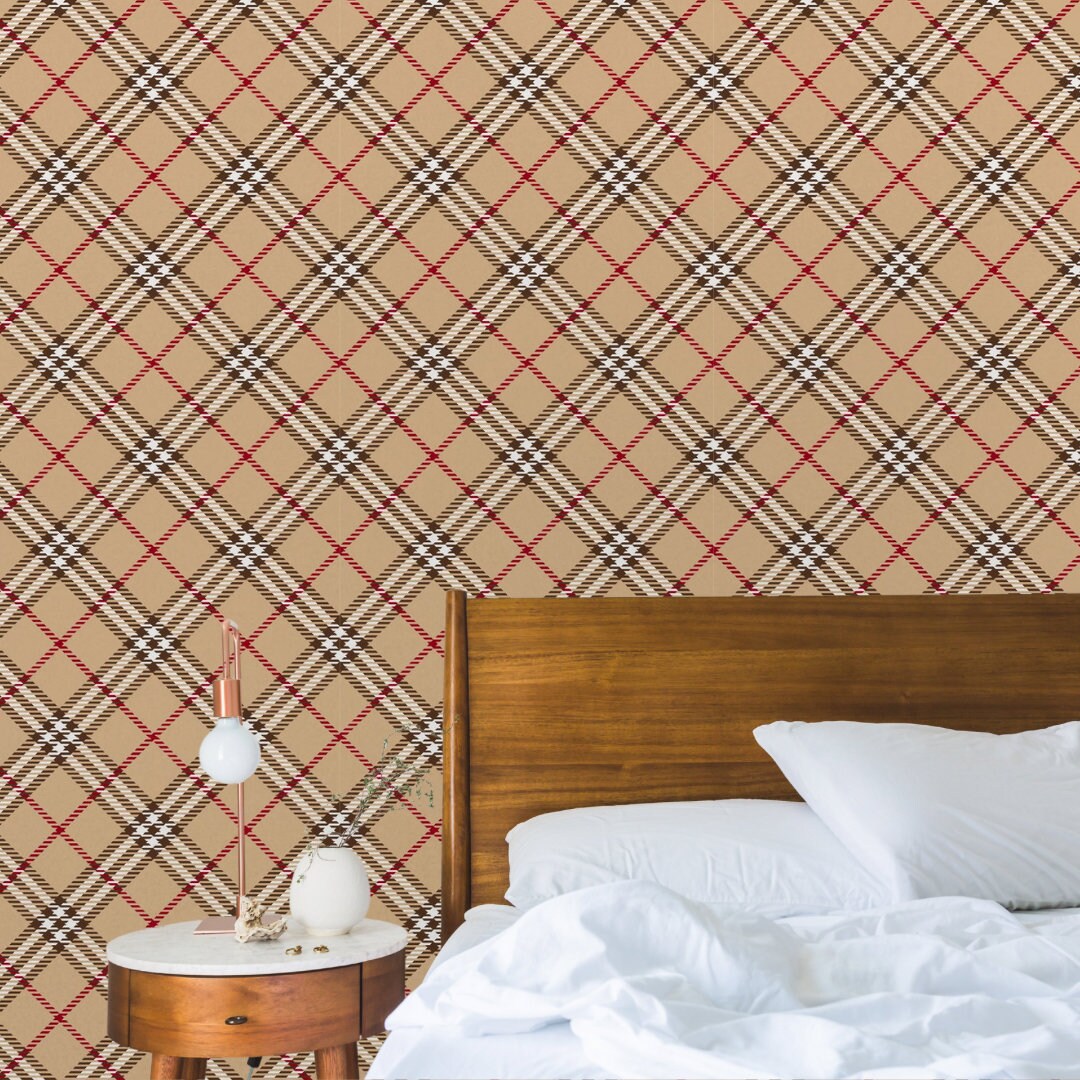Tartan Plaid Peel and Stick Wallpaper Dark Academia Coquette Etsy