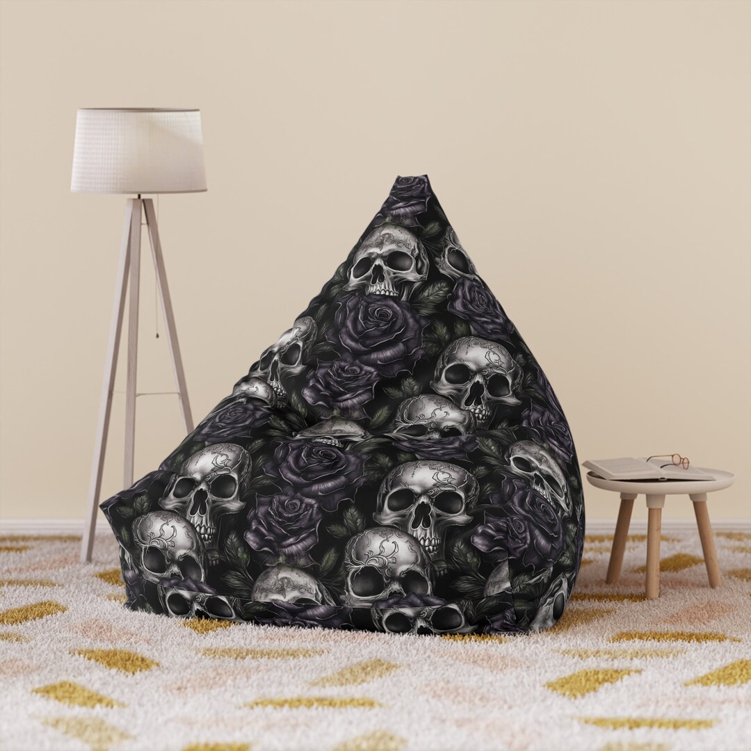 Gothic Skull Bean Bag Chair Cover Goth Aesthetic Bean Bag Etsy