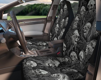 Gothic Car Seat Covers, Goth Car Seat Cover Set, Creepy Witchy Car Seat Protector, Cute Car Accessories Women, Weirdcore Goth Car Seat Cover