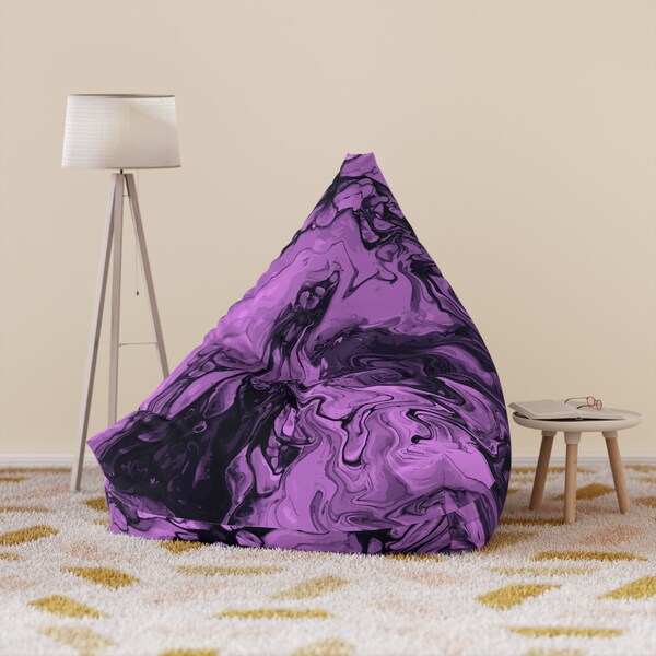 Housse de pouf violet, marbre Tie Dye encre tache impression pouf housse de chaise, fauteuil d'appoint pouf adultes enfants, décor de salle de chaise de jeu