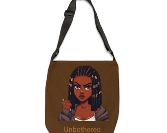 Unbothered BrowngirlzGirl Brown Adjustable Tote Bag (AOP)