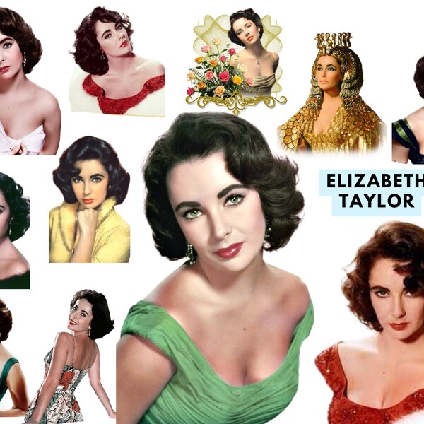 Elizabeth Taylor PNG Theme Pack Transparent PNG Digital Art Télécharger uniquement Sublimation pour les logos, les projets Tumblers