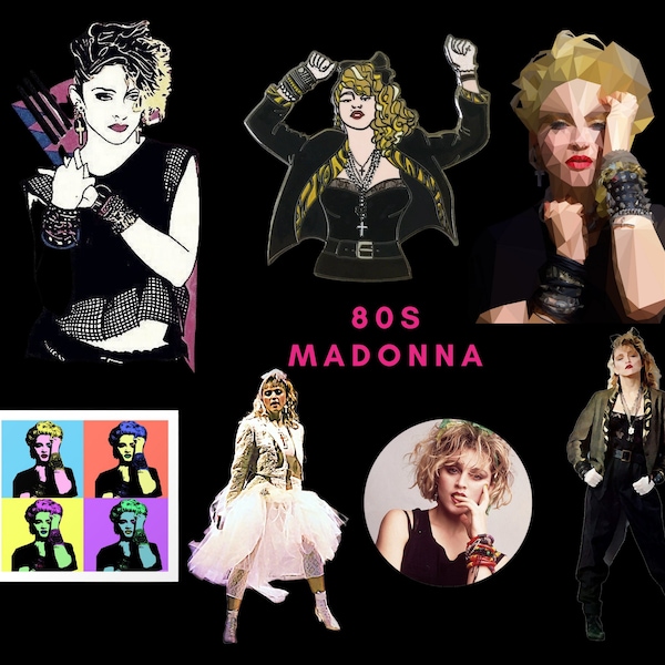 Madonna 80s Pack PNG Digital Download Only/Transparent Background Clip Art Sublimation Images