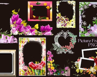 Flower Picture Frames Pack Transparent Background PNG/SVG - Etsy