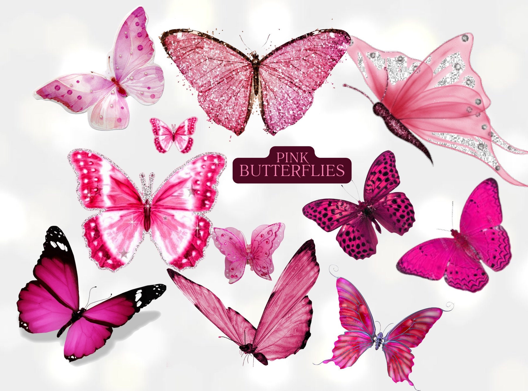 4 Sparkling Pink Butterflies Girls Butterfly Decorations Fairy Dust Bedroom  Butterflies 3d Flying Butterfly Wall Decals Pink Accessories 