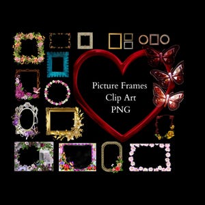 Photo Frames Clip Art, Picture Frame Clip Art, Antique Frames, Scrapbook Frames, Floral Frames, Photo Frame PNG, Commercial Use OK
