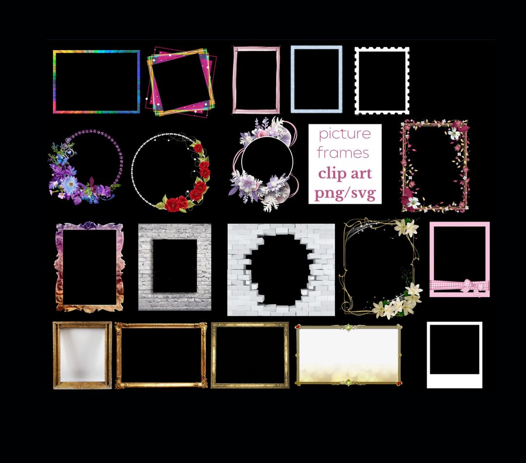 Picture Frame Clip Art, Digital Photo Frame PNG Files, People Portrait ...