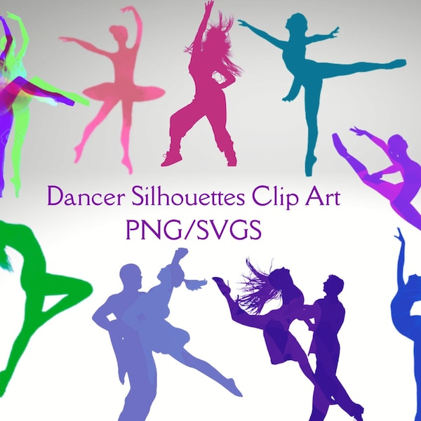 Siluetas de bailarina PNG / SVG Solo descarga digital / Sublimación de imágenes prediseñadas de fondo transparente para logotipos, proyectos de vasos