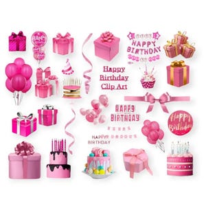 Clip Art de Feliz Aniversário, Arquivos PNG SVG de Aniversário, Clip Art de Balões, Presentes, Cartões de Aniversário DIY, Panfletos de Festa, Uso Comercial Ok!
