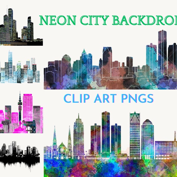 Watercolor City Backdrops Building City Background Transparent Background PNG  Digital Download Only/ Clip Art