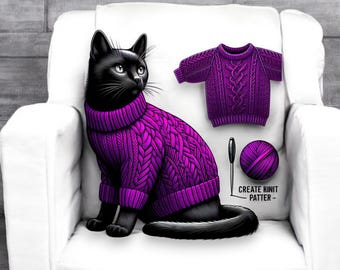 Knitting Pattern: Sweater for Cats PDF, Cable Knit, Easy to Intermediate