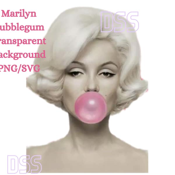 Marilyn Monroe Bubblegum PNG/SVG Clip Art Transparent Background/Sublimation Design