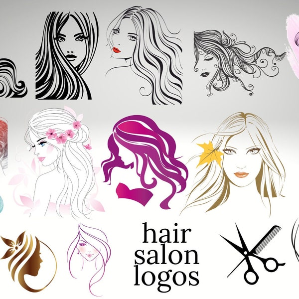 Hair Beauty Salon Clip Art Logo, Flyers, Business Card/Hair Salon PNGS with Transparent Backgrounds/Sublimation Design/Commercial Use Okay!