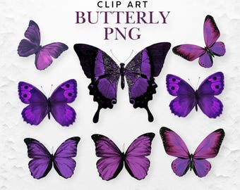 Purple Butterfly Clip Art: PNG, SVG, Transparent Backgrounds (Digital Download)