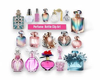 Perfume Bottle Clipart: Transparent PNG Images (Digital Download)