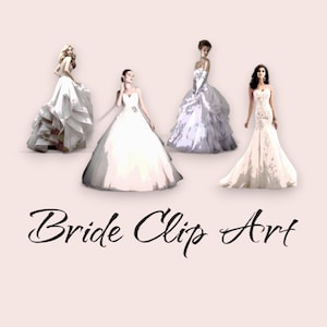 Clip Art de Noiva PNG, Noiva SVG, Cartão de Casamento, Festa de Noivado, Loja de Noivas, Noiva em Aquarela, Uso Comercial Ok!