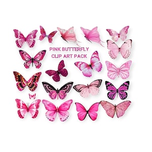 Clip Art farfalla rosa, bellissime farfalle rosa, download digitale, sfondo trasparente, immagini a sublimazione