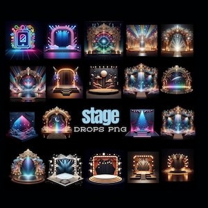 Stage Backgrounds Clip Art: Performance Backdrops PNG (Digital Download)