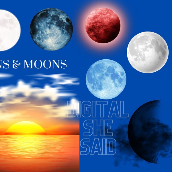 Moon Pack PNG/PNGS Digital Download Only/Transparent Background Clip Art Sublimation Images