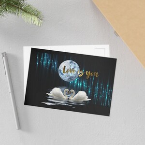 Swans on Lake Romantic Design for Valentine&#39;s Day, Engagements, Weddings and Bridal Parties -Greeting Cards & Flyers