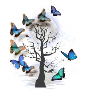 Butterfly Tree of Life Clip Art: Nature Inspired PNG (Digital Download)