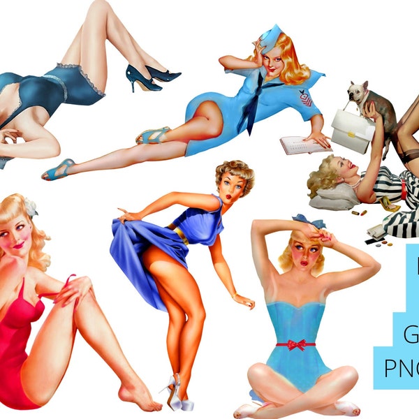 Pin Up Girls PNG/SVG Digital Download Only/Transparent Background Clip Art Sublimation for Logos, Tumblers Projects