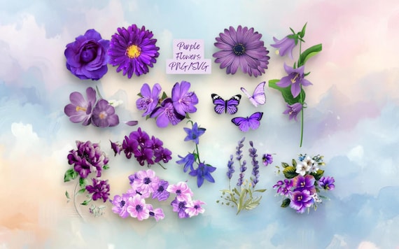 Purple Spring Flowers Clip Art Spring Flower Clipart BUNDLE Tulip