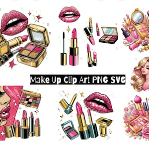 Clip Art de Maquiagem, Cosméticos Pop Art, Logotipos e Flyers de Beleza, Clip Art de Glamour, Batons Sombras, Arquivos PNG/SVG, Uso Comercial OK