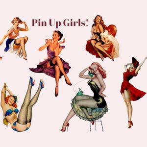 Rockabilly Pin Up Girl, Clip Art, Calendar Girl PNG Files, 1950s Model, Vintage Illustrations, Retro Clip Art, Transparent Background