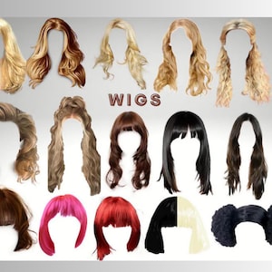 Wig Clip Art: Hair Salon Logo & Beauty Supply Graphics (Digital Download)
