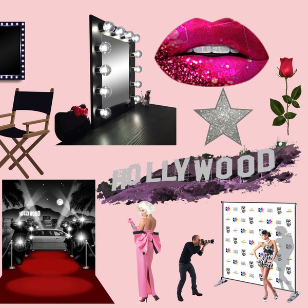 Hollywood PNG Theme Pack Transparent PNG Digital Art Download Only Sublimation for Logos, Tumblers Projects