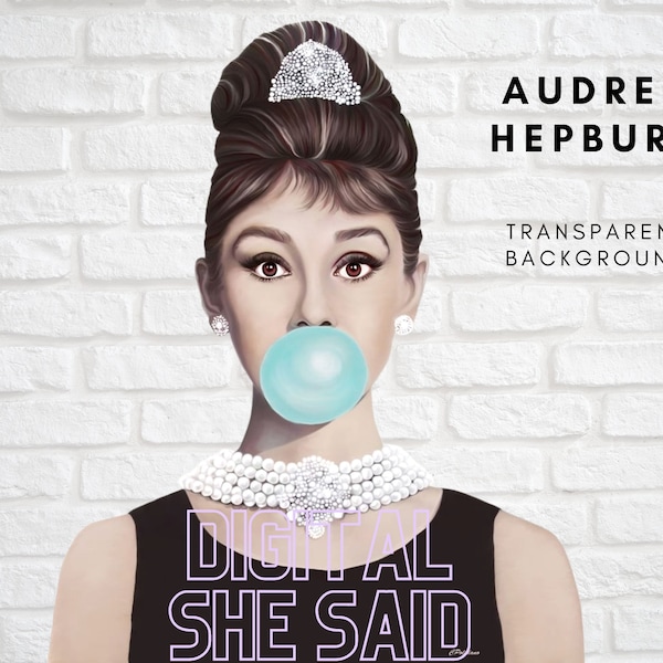 Audrey Hepburn Bubblegum PNG/SVG Clip Art Digital Download Sublimation