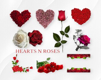 Red Rose Heart Clip Art: Valentine's Day PNG Files (Digital Download)