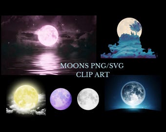 Moon Phase Clip Art: Celestial PNG SVG Bundle (Commercial Use)