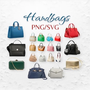 Clip art de bolso, bolso de mujer PNG/SVG, libro de bolsillo, bolsos de diseñador, fondo transparente, imágenes de sublimación