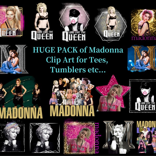 HUGE LOT of Madonna Original PNG Designs Clip Art Sublimation Designs for Tumblers, T-Shirts, Stickers etc....