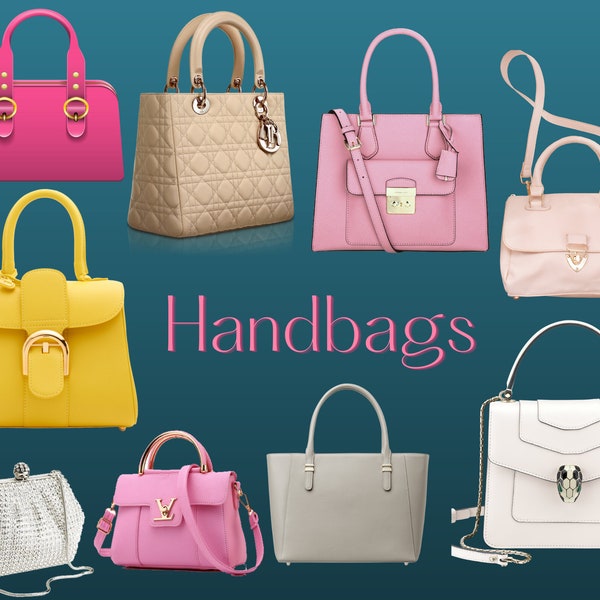 Handbag Purse Clip Art PNG Pack of 9 Digital Download Only/Transparent Background  Handbag Sublimation Images