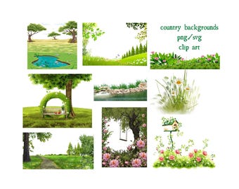 Country Grass Clip Art: Wild Meadow PNG SVG (Commercial Use)