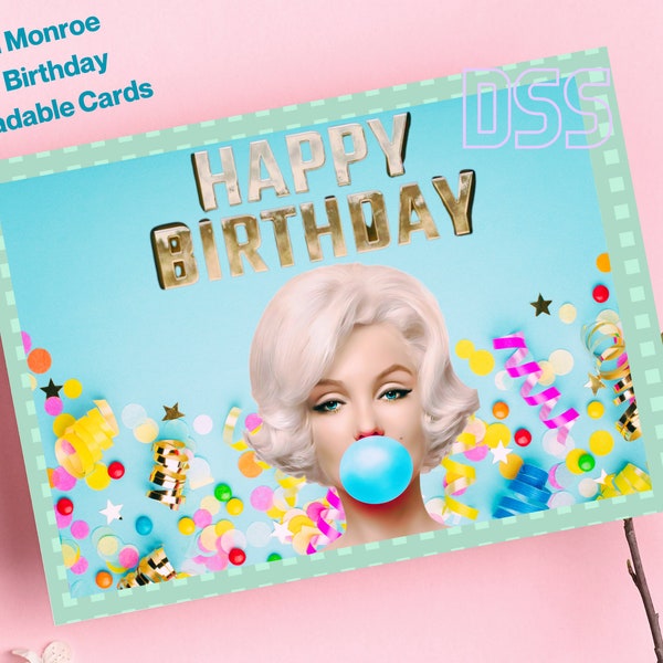 Marilyn Monroe Themed Happy Birthday Printable Downloadable Birthday Cards